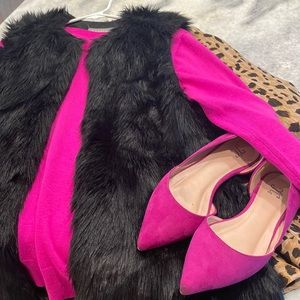 J.Crew Fuschia Pink Teddie Crewneck Sweater. Medium.